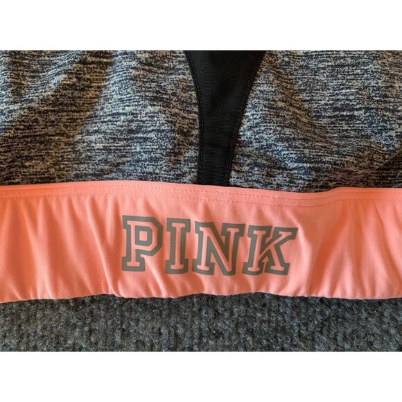 Pink Victoria's‎ Secret Strappy Back Sports Workout Bra Women Small Peach/Black - Picture 2 of 6